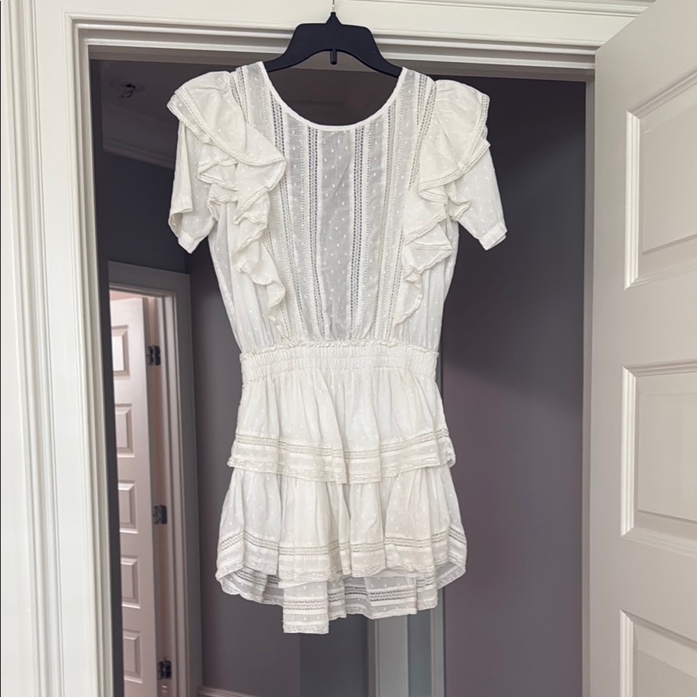 LoveShackFancy White Ruffle Mini Dress